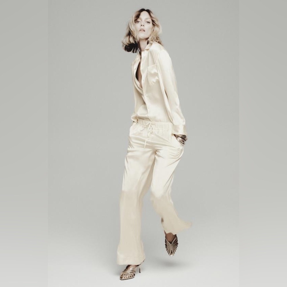 Zara Cream silk Shirt and trousers set